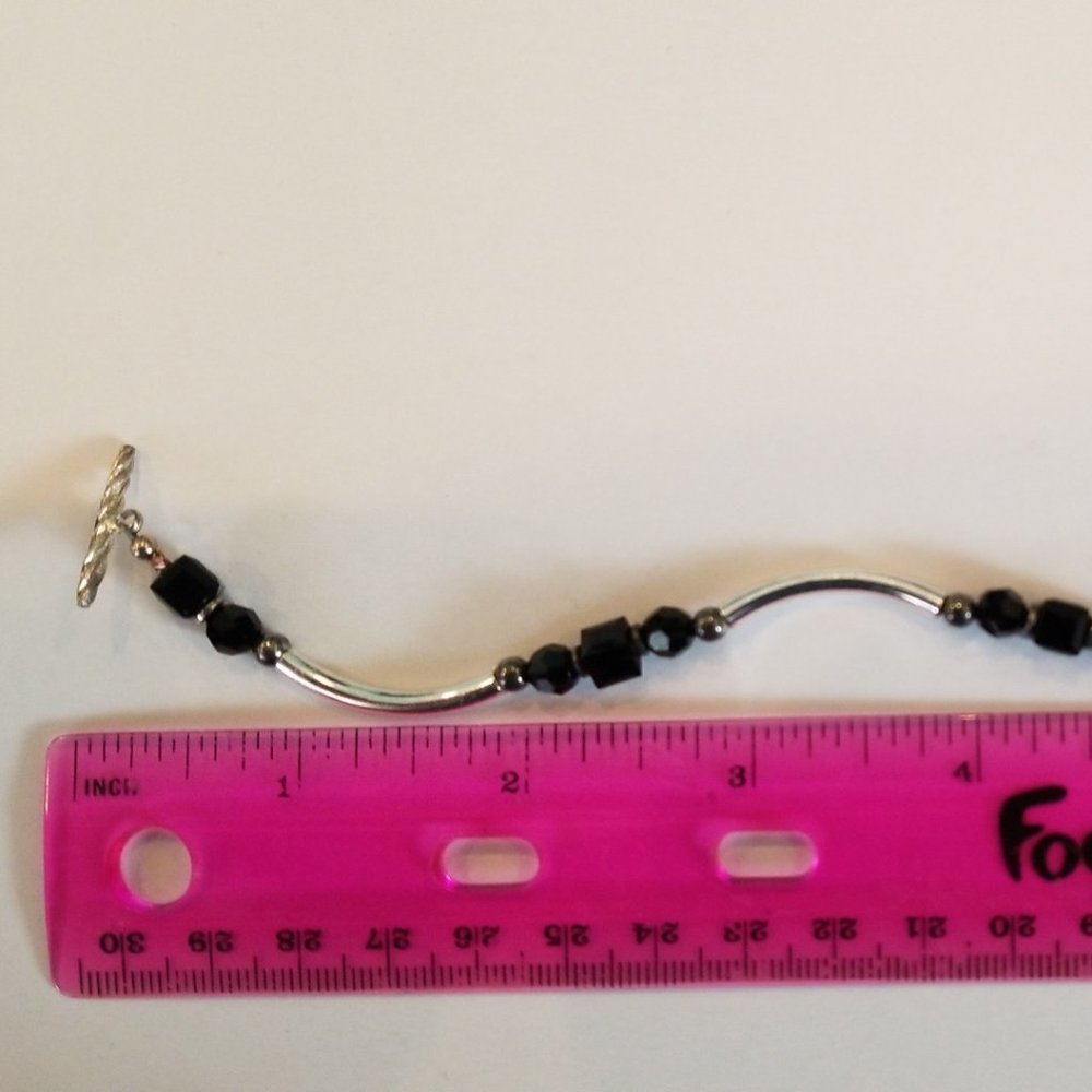 Silver and Black Bead Bracelet